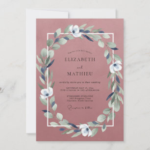 Convites Casamento com Lilás Roxo Suave e Folhas