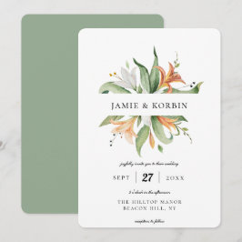 Convites Casamento com Lily Floral Botânica Moderna
