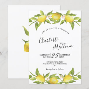 Convites Casamento com limões em forma de vegetação flor
