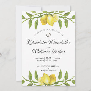 Convites Casamento com limões em forma de vegetação flor