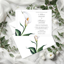 Convites Casamento com Lírio Calla Marfim Elegante Branco