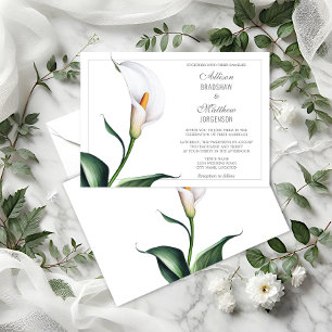 Convites Casamento com Lírio Calla Marfim Elegante Branco