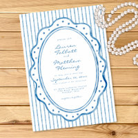 Casamento com Listra de Aquarela Azul e Branco Cap