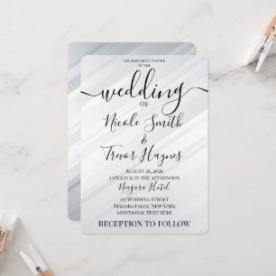 Convites Casamento com Listras Diagonais Prata Personalizad