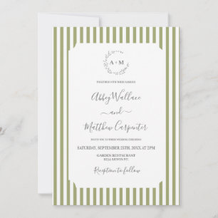 Convites Casamento com Listras em Verde Sálvia