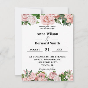Convites Casamento com Lixo Floral Cor-de-Rosa Leve