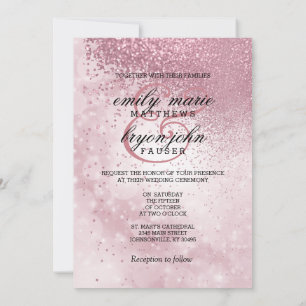 Convites Casamento com Luminosas Rosa e para Sempre
