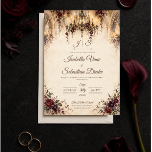 Convites Casamento com Lustre Gótico Romântico