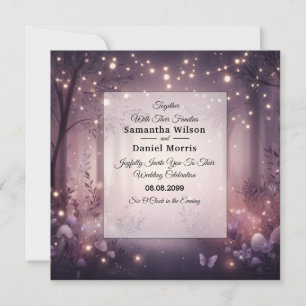 Convites Casamento com Luzes de Fadas no Brilho da Floresta