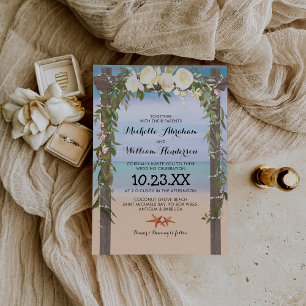Convites Casamento com Luzes Florais em Arbor de Praia Trop