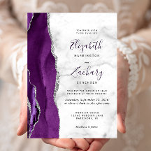 Casamento com Marble de Agata de Prata Roxo Modern