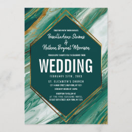 Convites Casamento com Marble Marble, Abstrato Verde-Esmera