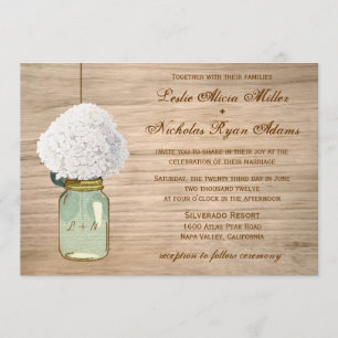 Convites Casamento com Mason Jar Hydrangea
