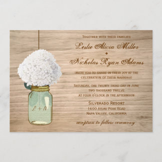 Convites Casamento com Mason Jar Hydrangea