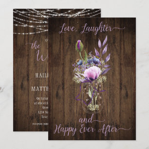 Convites Casamento com Mason Jar, Lavanda Roxo Violeta