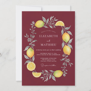 Convites Casamento com Merlot Limão Cítrico Eucalipto