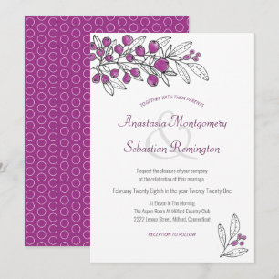 Convites Casamento com Modelo de Roxo Minimalista