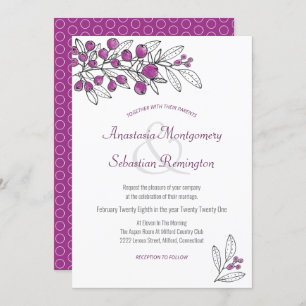 Convites Casamento com Modelo de Roxo Minimalista