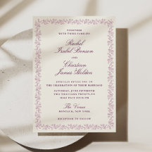 Casamento com Moldura Botânica Roxa-Mirtilo