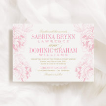 Casamento com Moldura de Peônia Rosa e Dourado