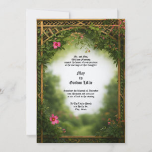 Convites Casamento com Moldura de Pergola Floral da Era Vit