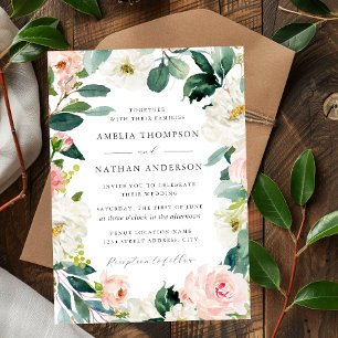 Convites Casamento com Moldura Floral Blush