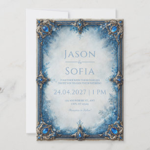 Convites Casamento com Moldura Floral Safira