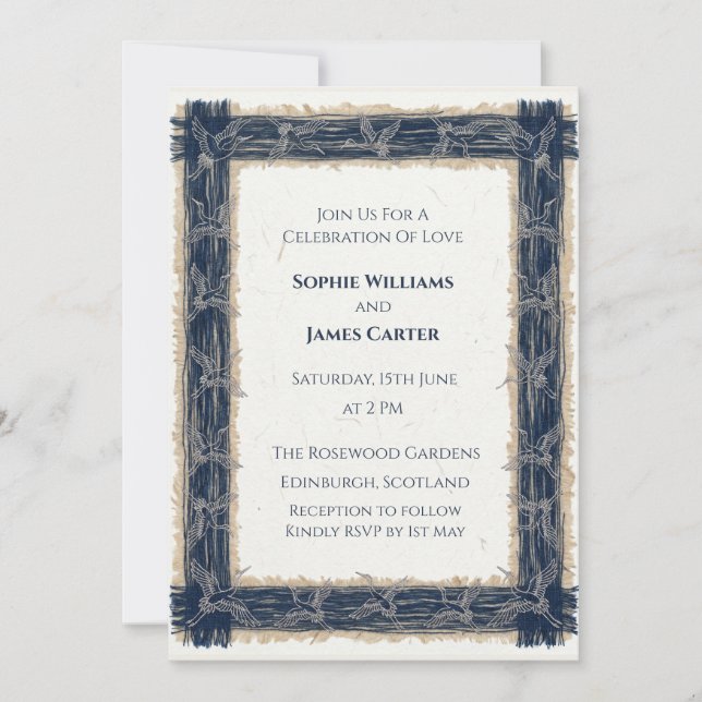 Convites Casamento com Moldura Naval (Frente)