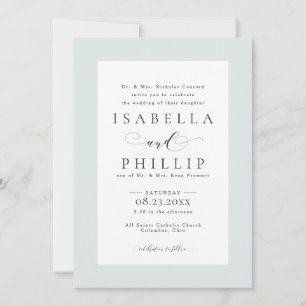 Convites Casamento com moldura verde formal elegante