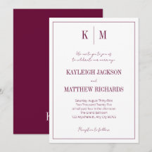 Casamento com Monograma Burgundy Elegante