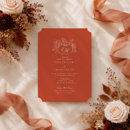 Convites Casamento com Monograma de Abóbora de Terracota