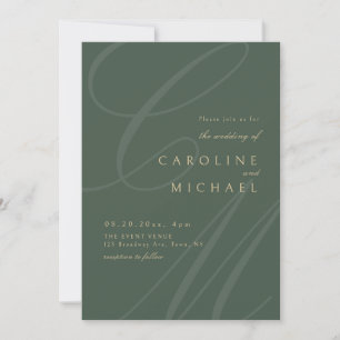 Convites Casamento com monograma de caligrafia Clássica Ver