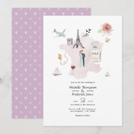 Convites Casamento com Monograma de Destino em Paris com Aq