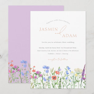 Convites Casamento com Monograma de Flor Silvestre de Papou