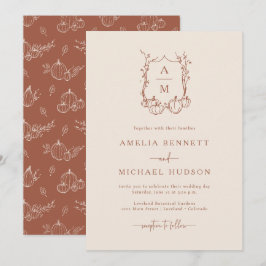 Convites Casamento com Monograma de Outono