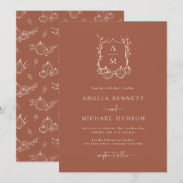 Convites Casamento com Monograma de Outono