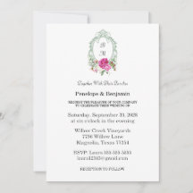 Casamento com Monograma de Peônia Rosa Floral Eleg