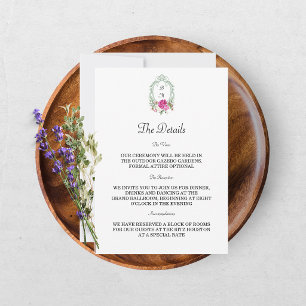 Convites Casamento com Monograma de Peônia Rosa Floral Eleg