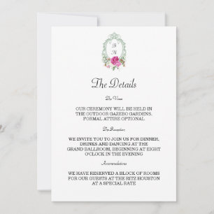 Convites Casamento com Monograma de Peônia Rosa Floral Eleg