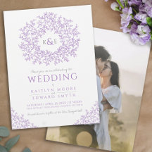 Casamento com monograma desenhado com mão roxa