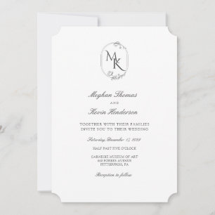 Convites Casamento com Monograma Elegante Clássico Formal