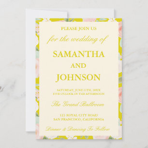 Convites Casamento com Monograma Floral de Citrino Marfim d
