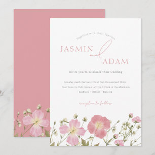 Convites Casamento com Monograma Floral de Flor Silvestre R