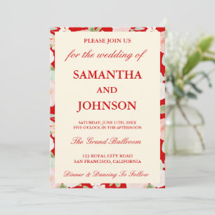 Convites Casamento com Monograma Floral de Marfim Vintage V