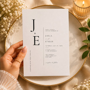 Convites Casamento com Monograma Inicial Elegante