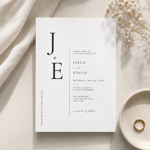Convites Casamento com Monograma Inicial Elegante