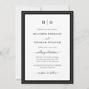 Convites Casamento com Monograma Preto