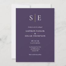 Casamento com Monograma Roxo e Dourado