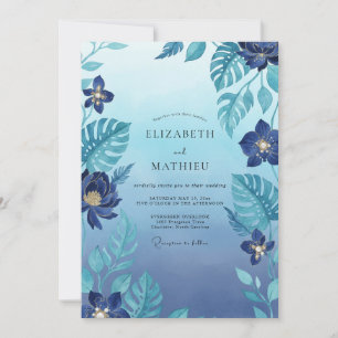 Convites Casamento com Monstera de Eucalipto Tropical Índig
