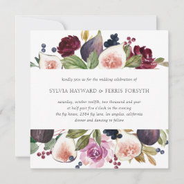 Convites Casamento com Moody Plum Floral e Fig Square